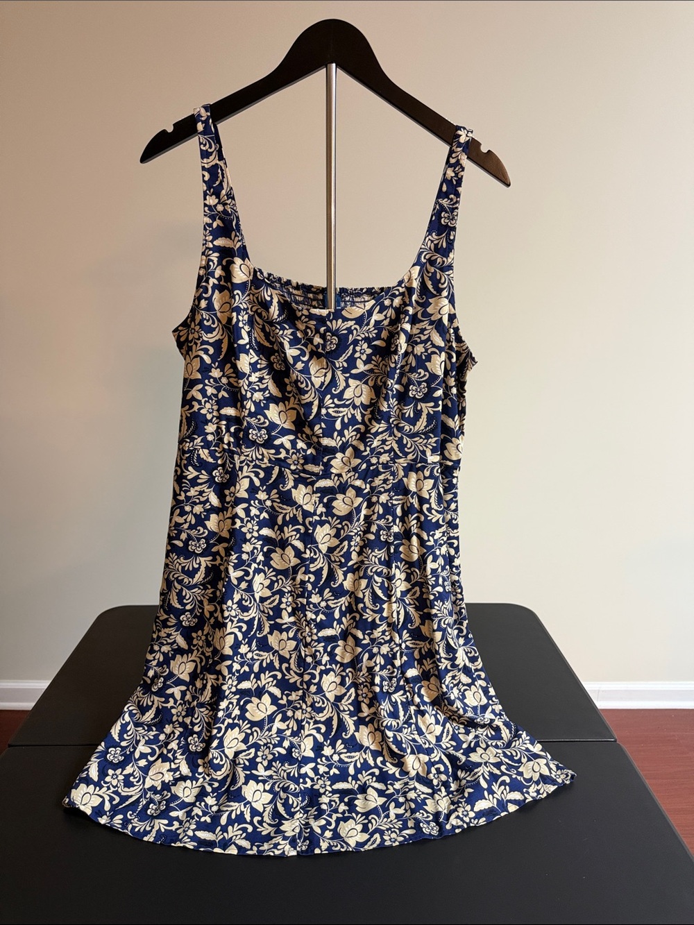 Old Navy Navy and Cream Floral Slip Dress